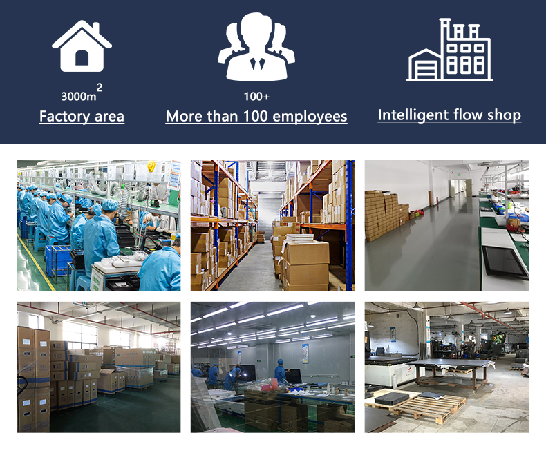 3000sqm industrial monitor factory with 100+ employees and professional production lines.