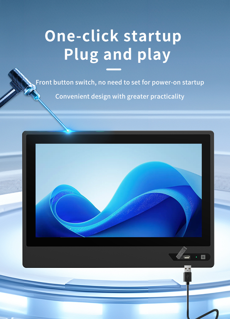 Industrial PC featuring one-click startup and front-access USB for plug-and-play convenience.