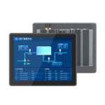Slim bezel 16.1-inch industrial touchscreen computer with a true flat fanless design.