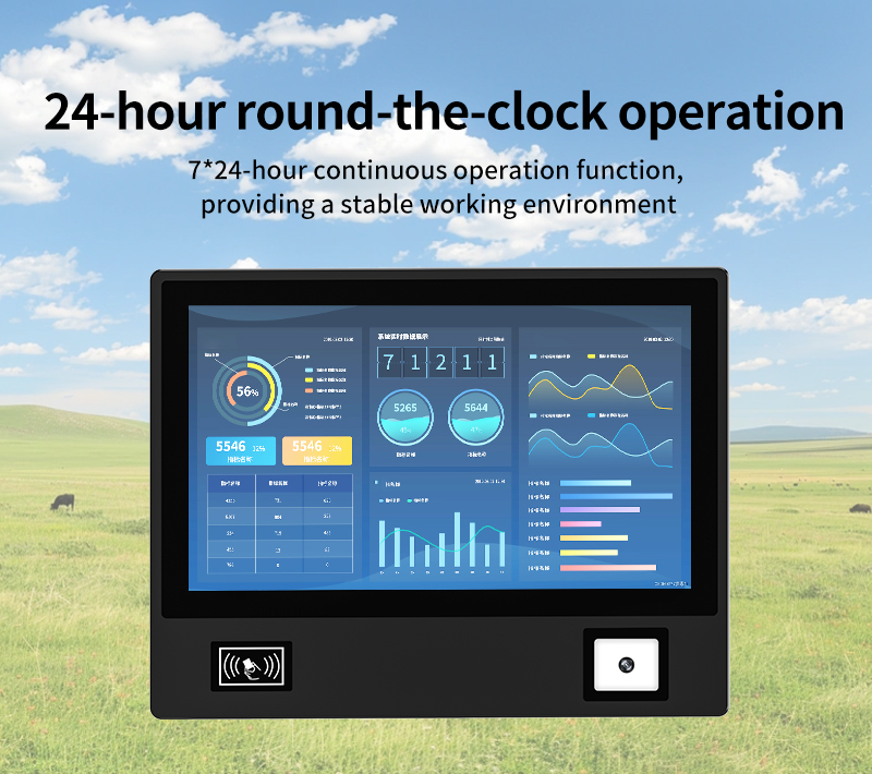 Heavy-duty industrial touch computer supporting 24/7 round-the-clock continuous operation for automated manufacturing and control systems.