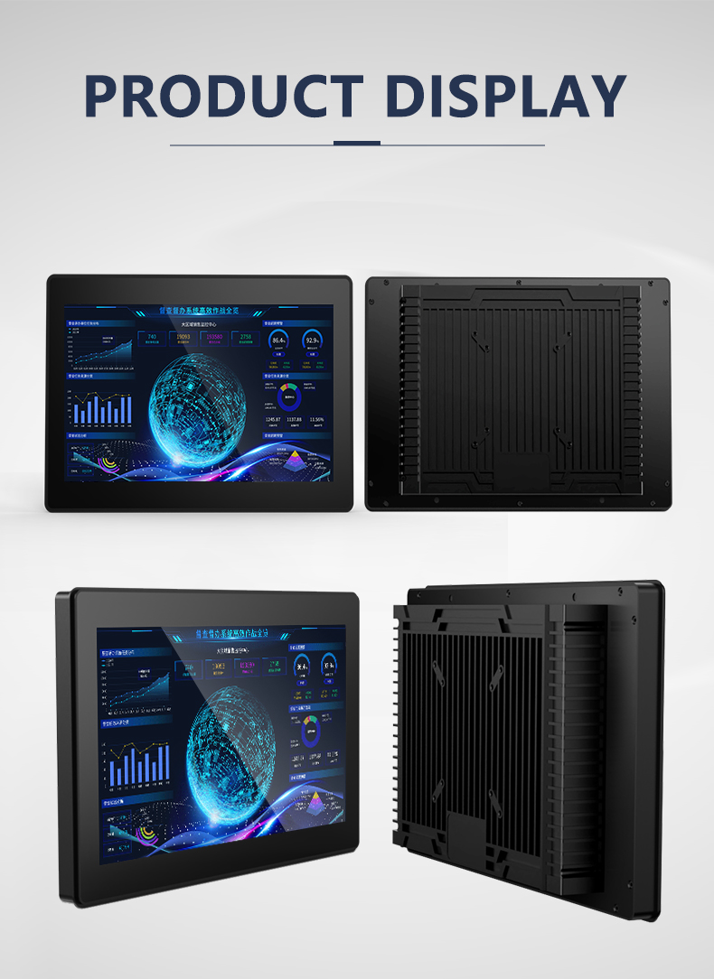Fully enclosed fanless industrial monitor design, ensuring dust-proof and stable long-term operation.