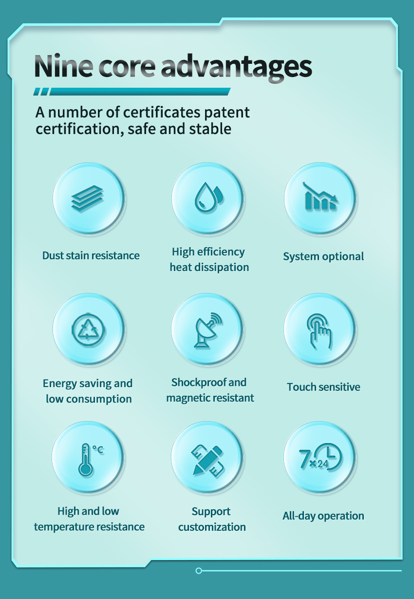 G2A Series Industrial Touch Panel PC nine core advantages – dustproof, shockproof, touch sensitive, and energy-saving with customizable options