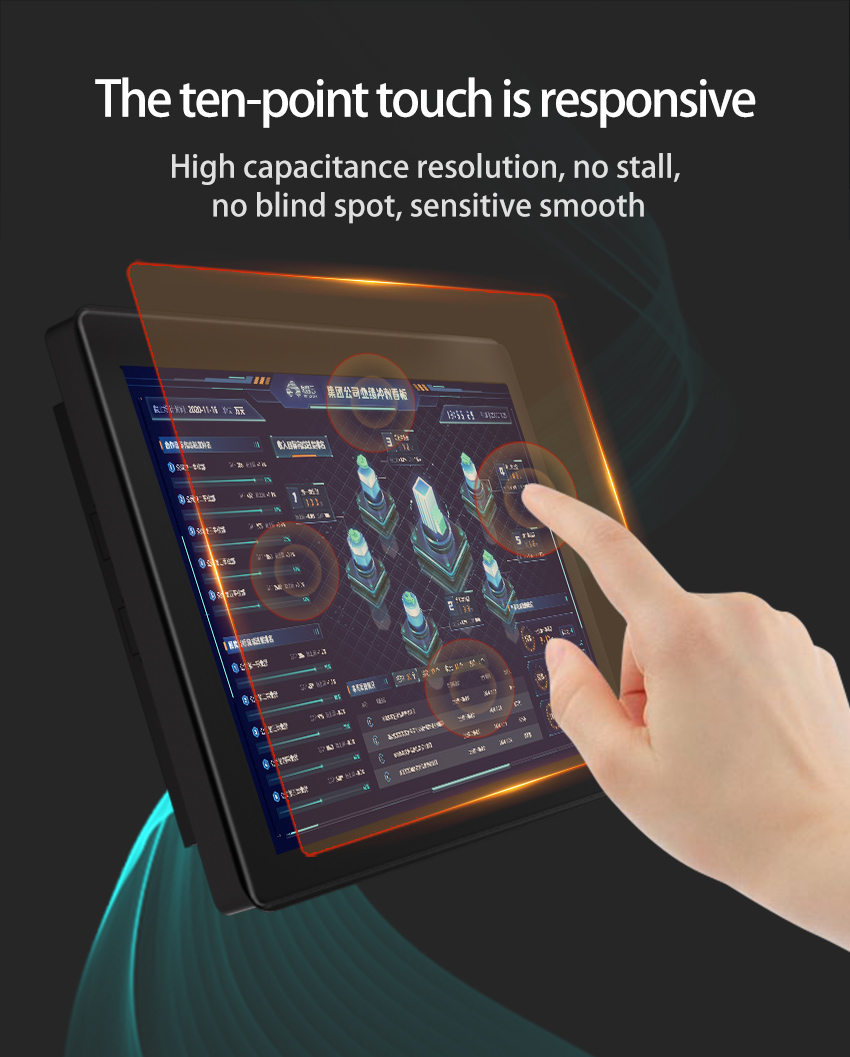 G2A Series Industrial Touch Panel PC with 10-point capacitive touchscreen – responsive, no lag, high precision touch sensitivity