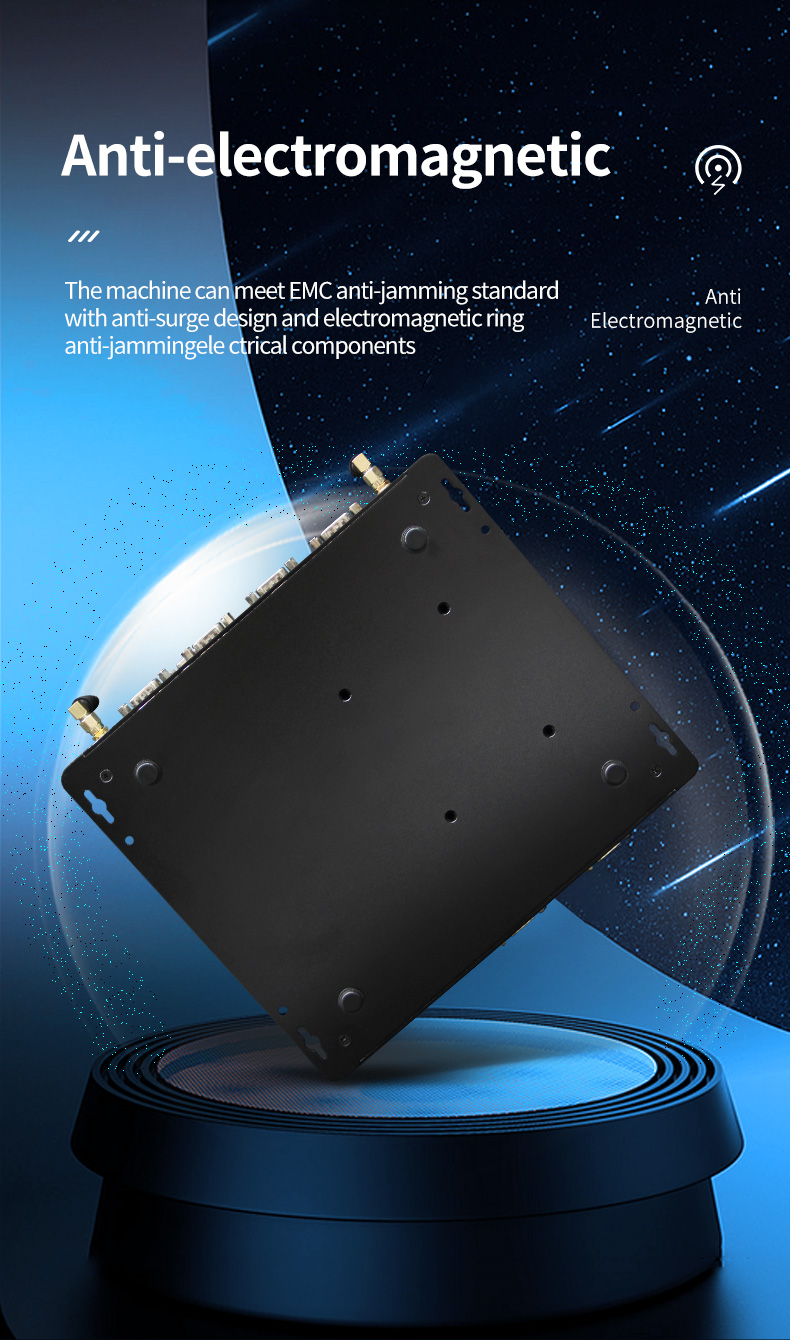 K1 Series Industrial Mini PC anti-electromagnetic interference design – meets EMC standards with surge protection and electromagnetic ring anti-jamming