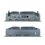 K2 Series Industrial Mini PC front panel interface layout – DC input, HDMI, VGA, USB, LAN, audio, and multiple COM ports including COM1 to COM6