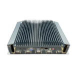 K2 Series Industrial Mini PC side panel ports – DC input, HDMI, audio line out, and microphone input