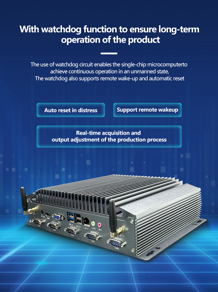 K2 Series Industrial Mini PC with watchdog function – supports remote wake-up and automatic reset for long-term unattended operation